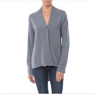 Anthropologie Cloth & Stone shirt gray charcoal draped front long sleeves